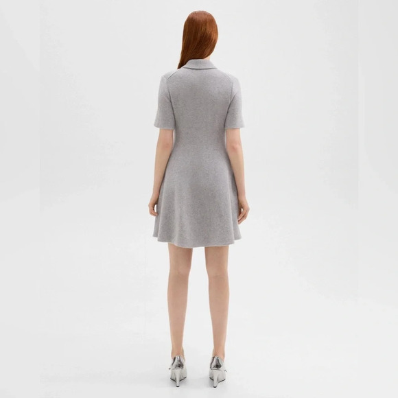 Babydoll Polo Dress in Felted Wool-Cashmere Gray Light Heathered Gray Size Small - Picture 2 of 8